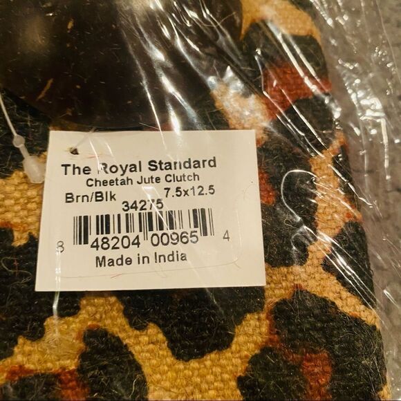 The Royal Standard Cheetah Jute Clutch NWT - Picture 5 of 5